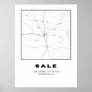 Poster Mapa de vendas minimalista com coordenadas