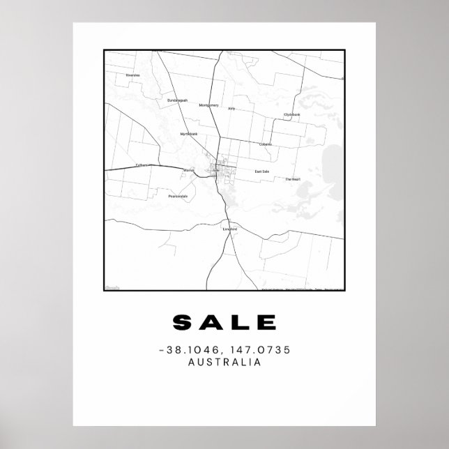 Poster Mapa de vendas minimalista com coordenadas (Frente)
