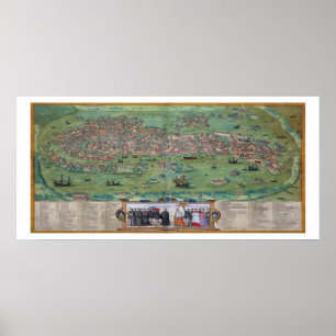 Poster Mapa de Veneza, de "Civitates Orbis Terrarum"