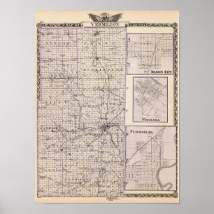 Poster Mapa de Vermilion County, Mason City
