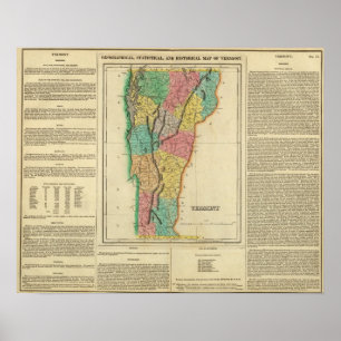 Pôster Mapa de Vermont