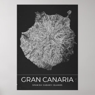 Poster Mapa de Viagem Antigo da Gran Canaria