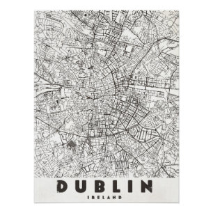 Pôster Mapa de Viagem Antigo de Dublin Irlanda