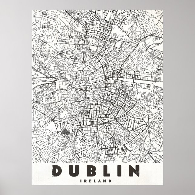 Poster Mapa de Viagem Antigo de Dublin Irlanda (Frente)