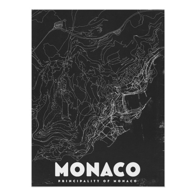 Pôster Mapa de Viagem Antigo de Mônaco (Frente)