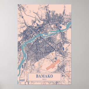Poster Mapa de viagem da cidade arejada de Bamaco Mali
