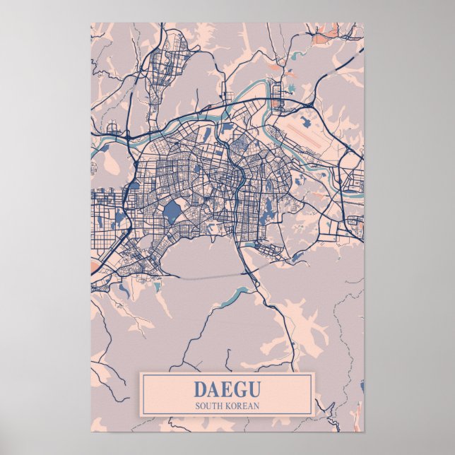 Poster Mapa de viagem da cidade arejada de Daegu na Corei (Frente)