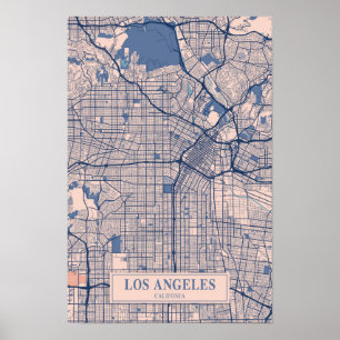 Poster Mapa de Viagem da Cidade Ventilada de Los Angeles