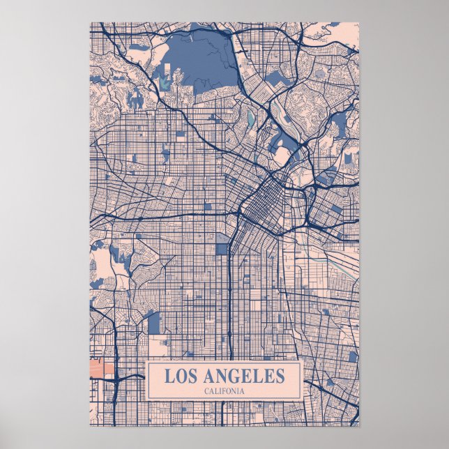 Poster Mapa de Viagem da Cidade Ventilada de Los Angeles  (Frente)