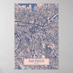 Poster Mapa de Viagem da Cidade Ventilada de São Paulo Br