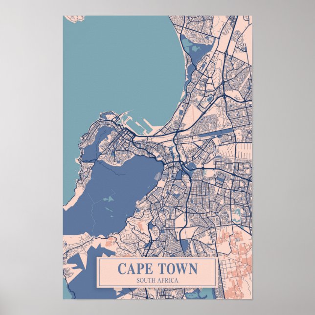 Poster Mapa de viagem da cidade ventosa Cidade do Cabo Áf (Frente)