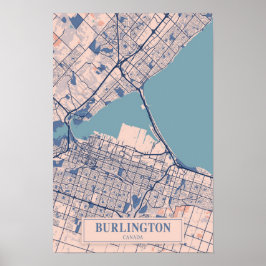 Poster Mapa de viagem da cidade ventosa de Burlington Can
