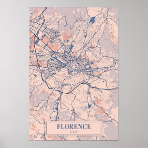 Poster Mapa de viagem da cidade ventosa de Florença Itáli