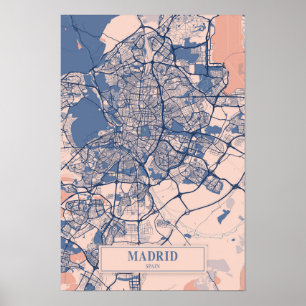 Poster Mapa de viagem da cidade ventosa de Madrid Espanha