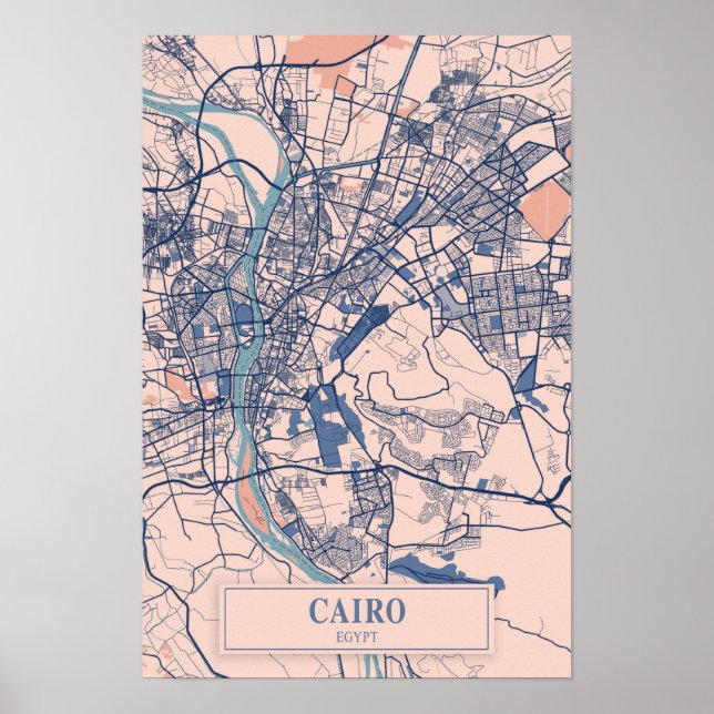 Poster Mapa de viagem da cidade ventosa do Cairo Egito (Frente)
