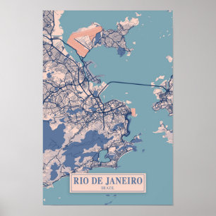 Poster Mapa de viagem da cidade ventosa do Rio de Janeiro