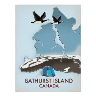 Pôster Mapa de viagem da Ilha Bathurst Canadá