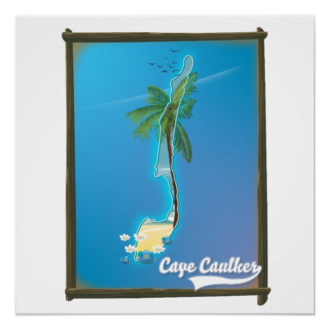 Pôster Mapa de viagem de Cape Caulker (Frente)