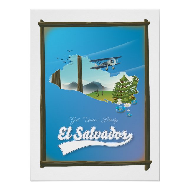 Pôster Mapa de viagem de El Salvador (Frente)