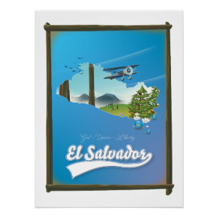 Pôster Mapa de viagem de El Salvador
