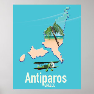 Poster Mapa de viagem de Grécia de de Antiparos