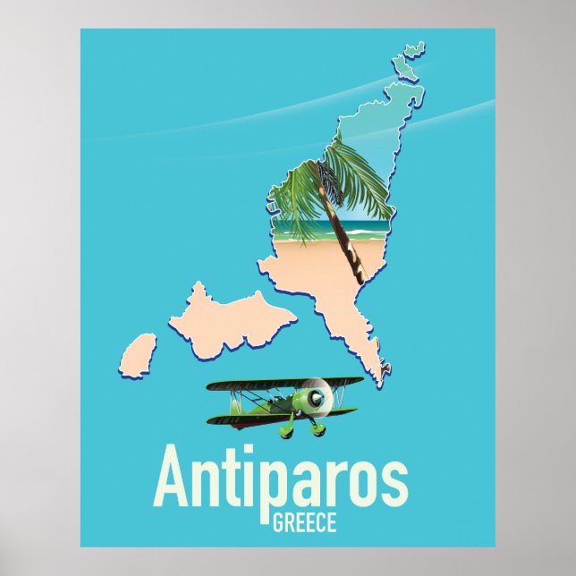 Poster Mapa de viagem de Grécia de de Antiparos (Frente)