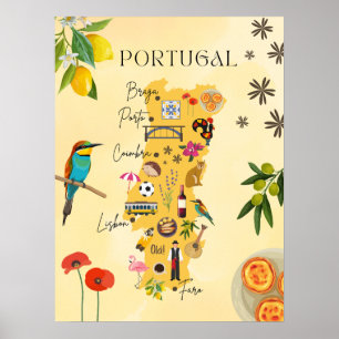 Poster Mapa de viagem de Portugal - cultura, natureza, at