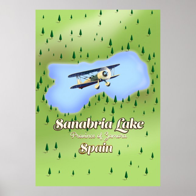 Poster Mapa de viagem do lago Sanabria. (Frente)