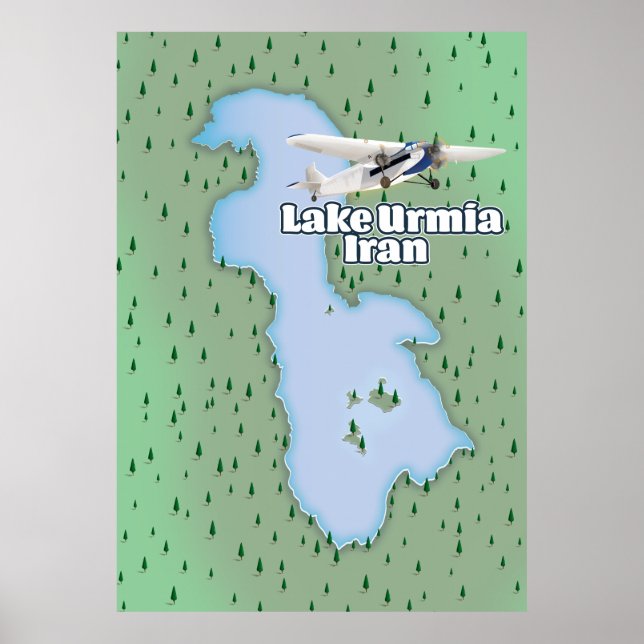 Poster Mapa de Viagem do Lago Urmia Irã (Frente)
