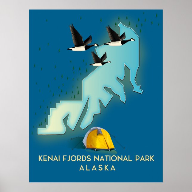 Poster Mapa de viagem do Parque Nacional do Kenai Fjords  (Frente)
