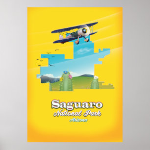 Poster mapa de viagem do parque nacional saguaro