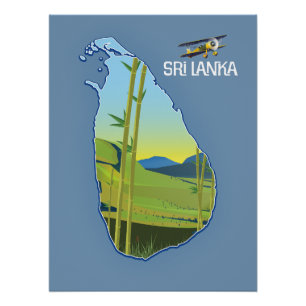 Pôster Mapa de viagem do Sri Lanka