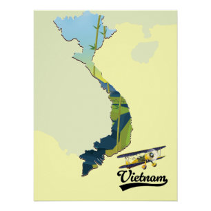 Pôster Mapa de viagem do Vietnã