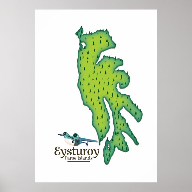 Poster Mapa de viagem Eysturoy Ilhas Faroé (Frente)
