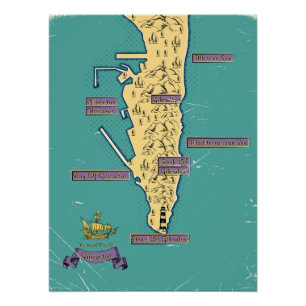 Pôster Mapa de viagem ilustrado de Gibraltar