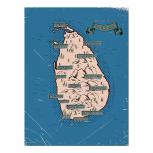 Pôster Mapa de viagem ilustrado do Sri Lanka