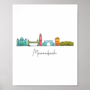 Poster Mapa de Viagem Marrocos Marrakesh Casablanca Tanji