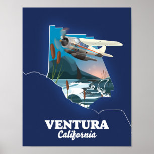 Poster Mapa de viagem Ventura Califórnia