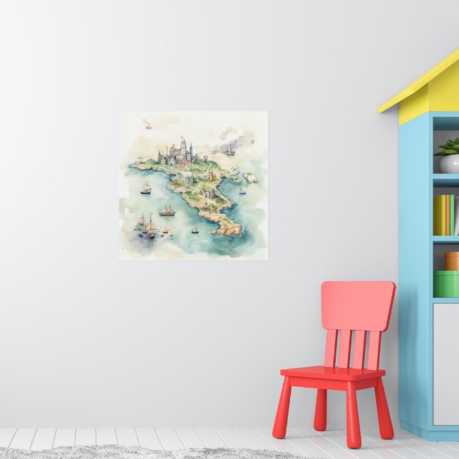 Poster Mapa de Viagens aquarela (Berçário 1)