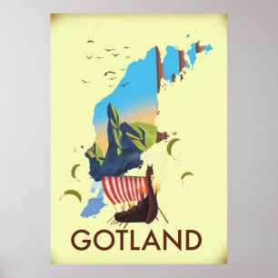 Poster Mapa de Viagens do Mar Báltico Gotland