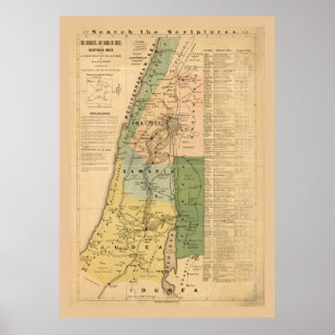 Poster Mapa de Viagens e Ações de Jesus (1881)