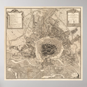 Poster Mapa de Viena da Áustria (1783)