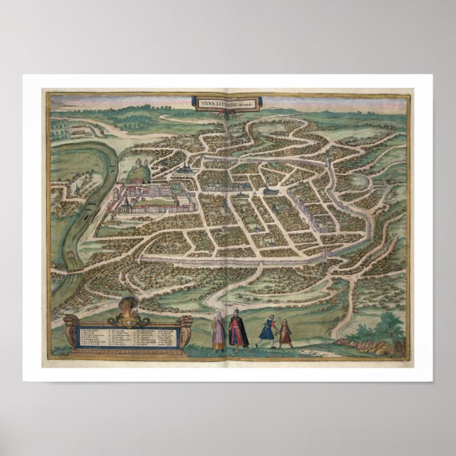 Pôster Mapa de Vilnius, Lituânia, de Civitates Orbis T (Frente)