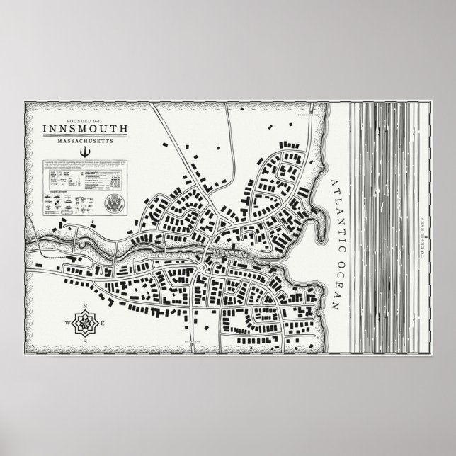Poster Mapa de vinheta Innsmouth (Frente)