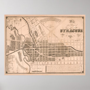 Poster Mapa de Vintage da Syracuse NY (1834)