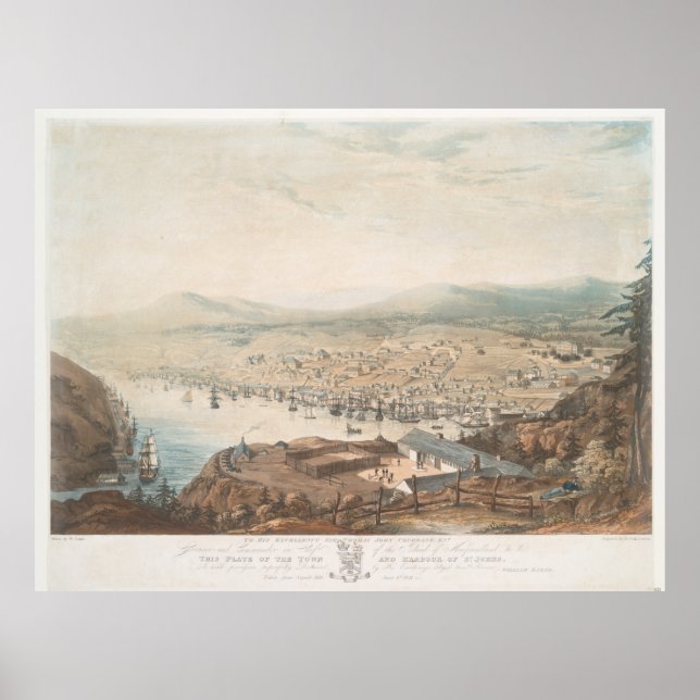Poster Mapa de Vintage de Johns Newfound (1831) (Frente)