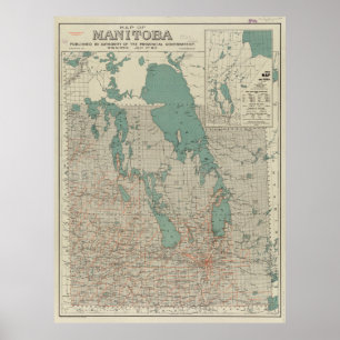 Poster Mapa de Vintage de Manitoba (1915)