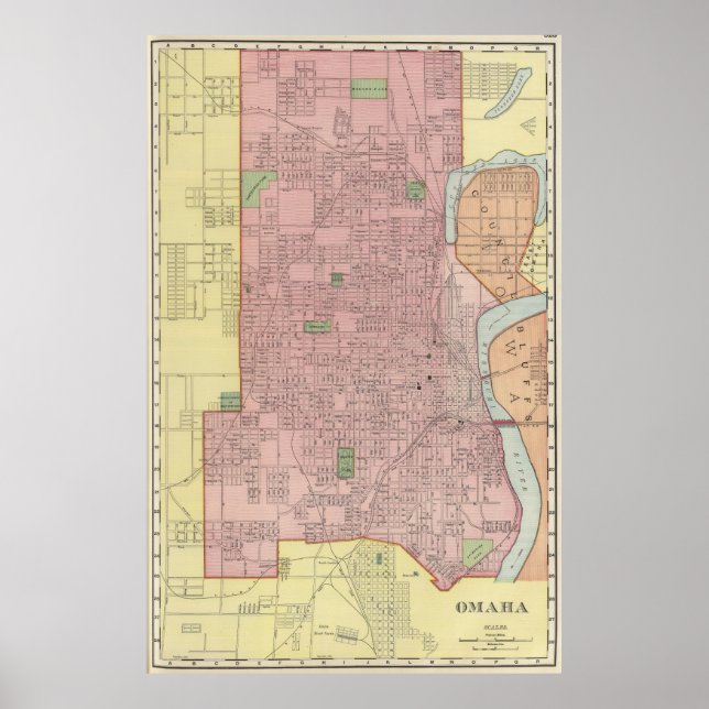 Poster Mapa de Vintage de Omaha Nebraska (1903) (Frente)
