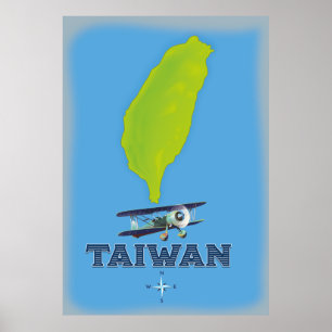 Poster Mapa de Vintage de Taiwan