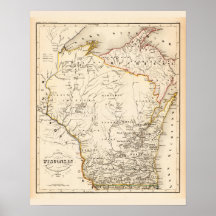 Mapa de Vintage de Wisconsin 1852